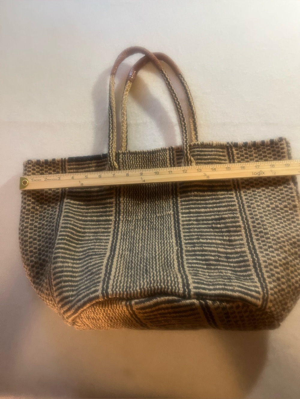 Lucky Brand Knit Tote in Beige and Brown Woven Stripe - Picture 7 of 8